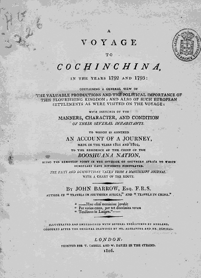 Bìa tập du ký xuất bản năm 1806 (tr. 2).